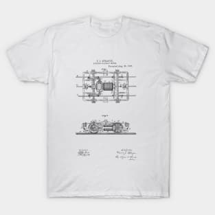 Electric Railway Motor Vintage Patent Hand Drawing T-Shirt